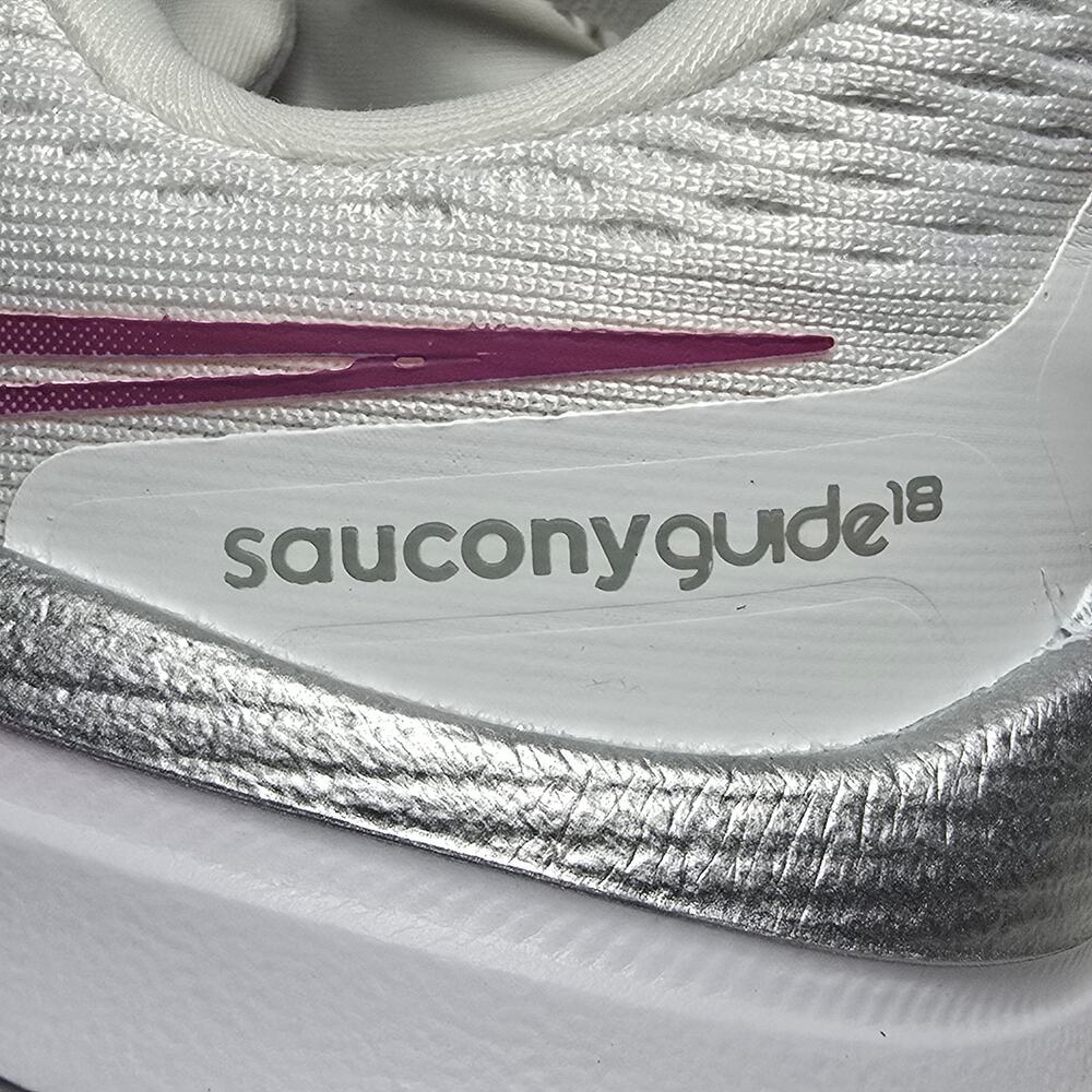 Saucony Women's Guide 18 Running Shoes White/Fuscia, Size 10 - Picture 6 of 6